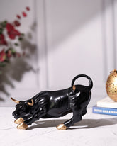 Black Bull Figurine with Golden Horns
